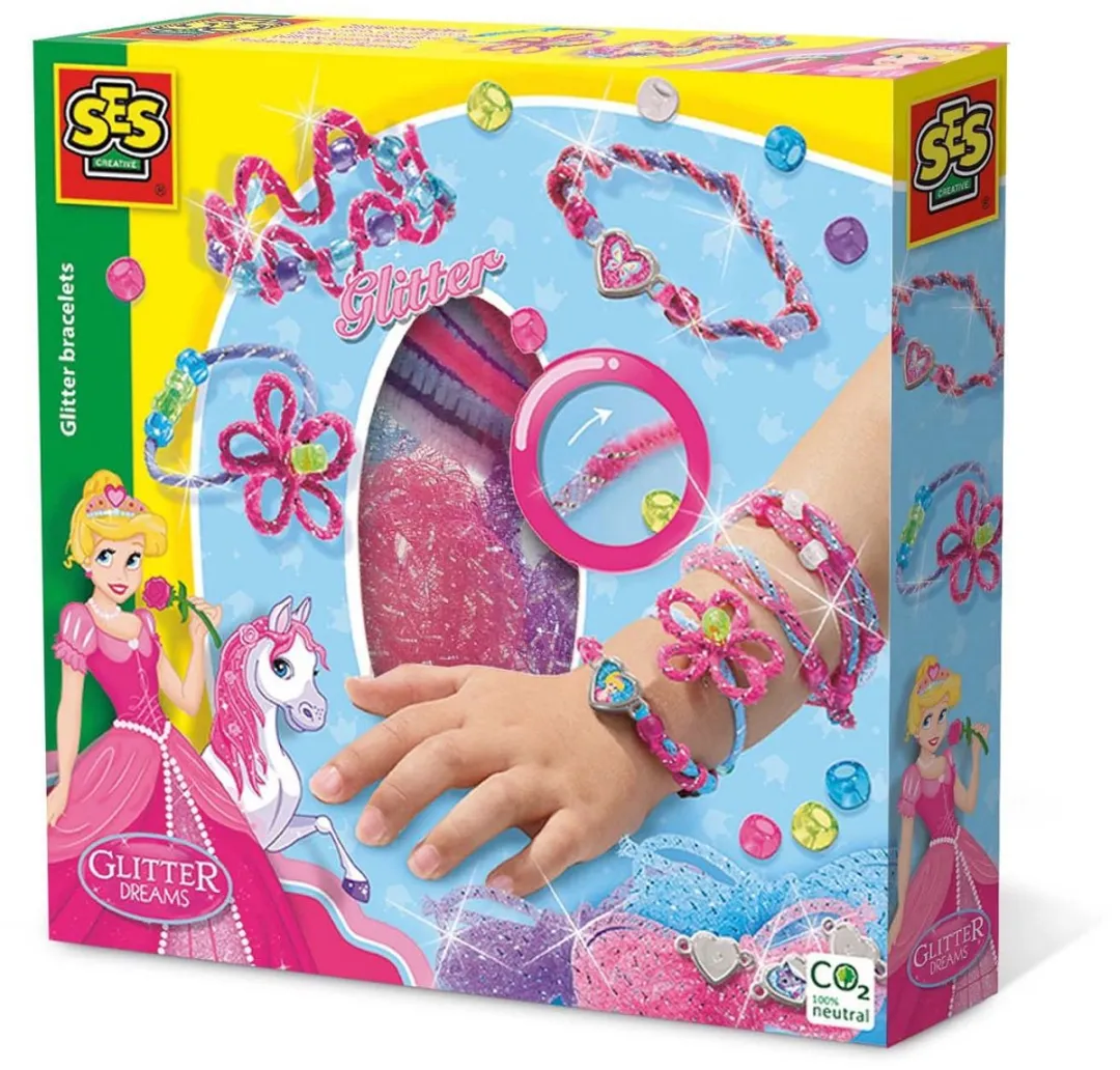 SES Creative Hobby Pink Glitter Armbanden
