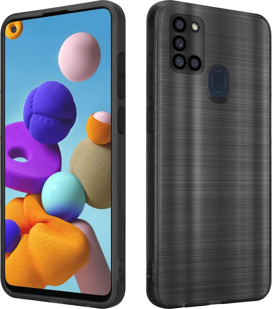 Cadorabo Hoesje geschikt voor Samsung Galaxy A21s in Brushed Zwart