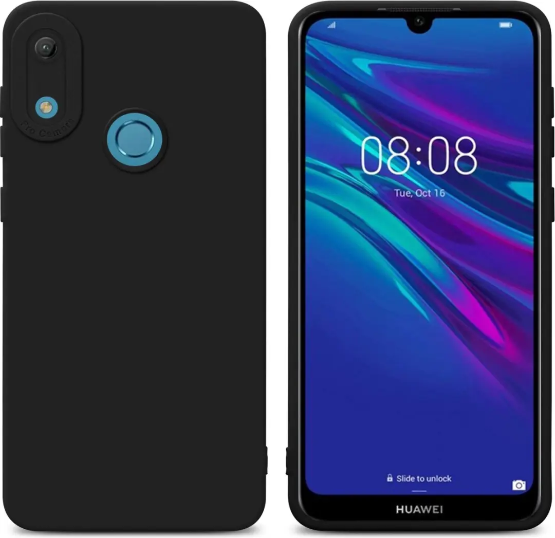 Cadorabo Hoesje geschikt voor Huawei Y6 2019 in FLUID ZWART