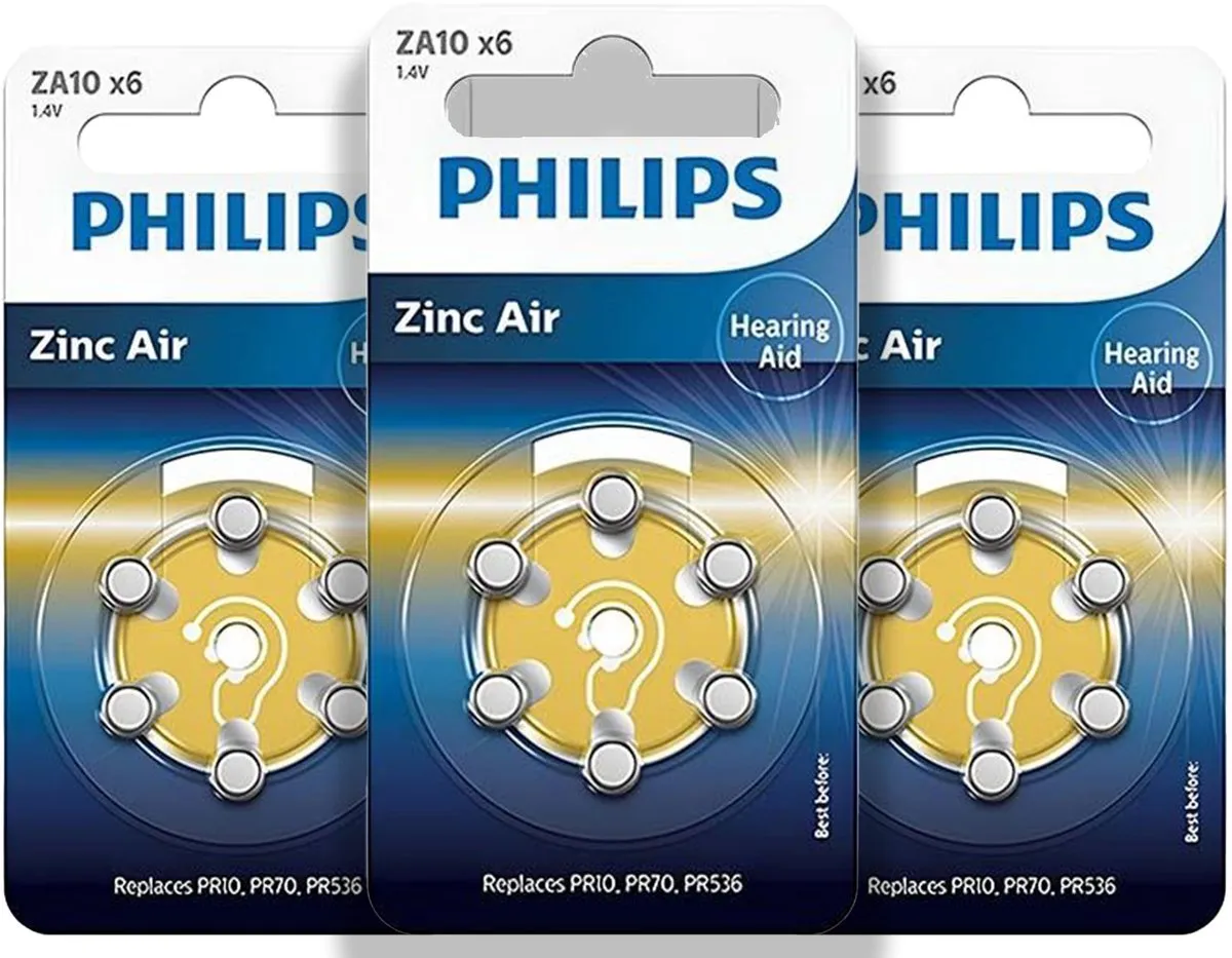 18 Philips Zink Batterijen - 1.4V - 90 mAh