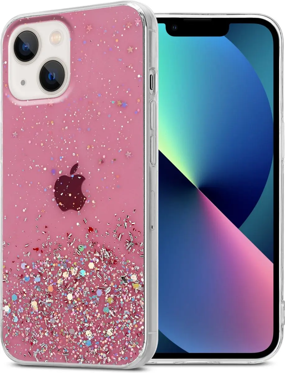 Cadorabo Hoesje geschikt voor Apple iPhone 14 PLUS in Roze met Glitter