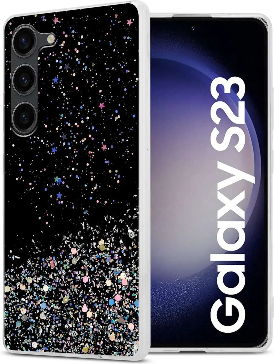 Cadorabo Hoesje geschikt voor Samsung Galaxy S23 in Zwart met Glitter