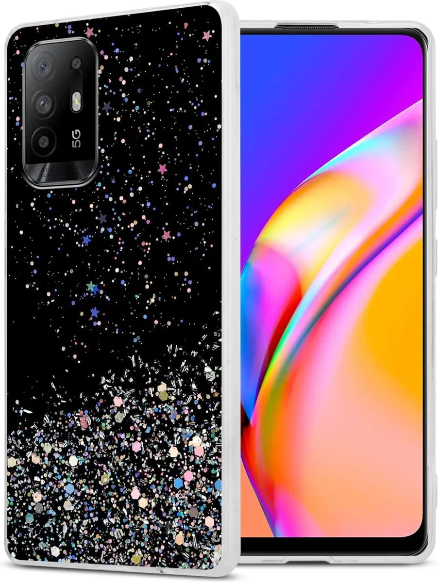 Cadorabo Hoesje geschikt voor Oppo A94 5G in Zwart met Glitter