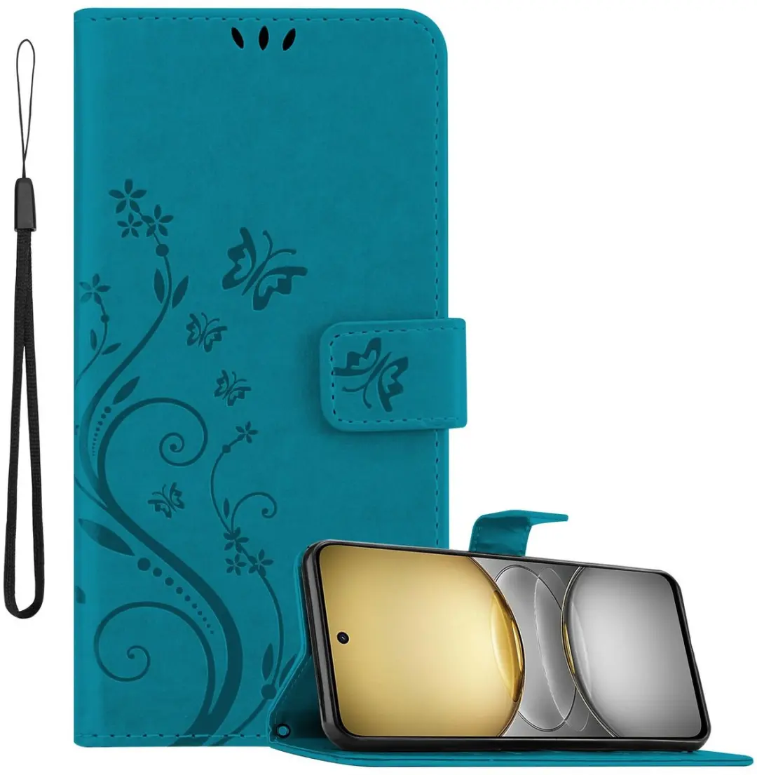 Cadorabo Hoesje geschikt voor Realme C75 in BLOEMEN BLAUW