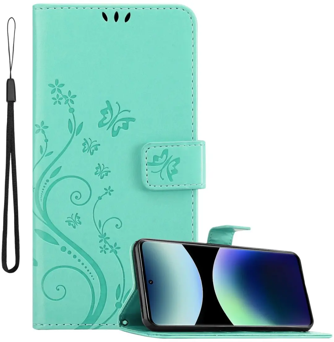 Cadorabo Hoesje geschikt voor Xiaomi RedMi Note 14 Pro Plus 5G in BLOEMEN TURKOO