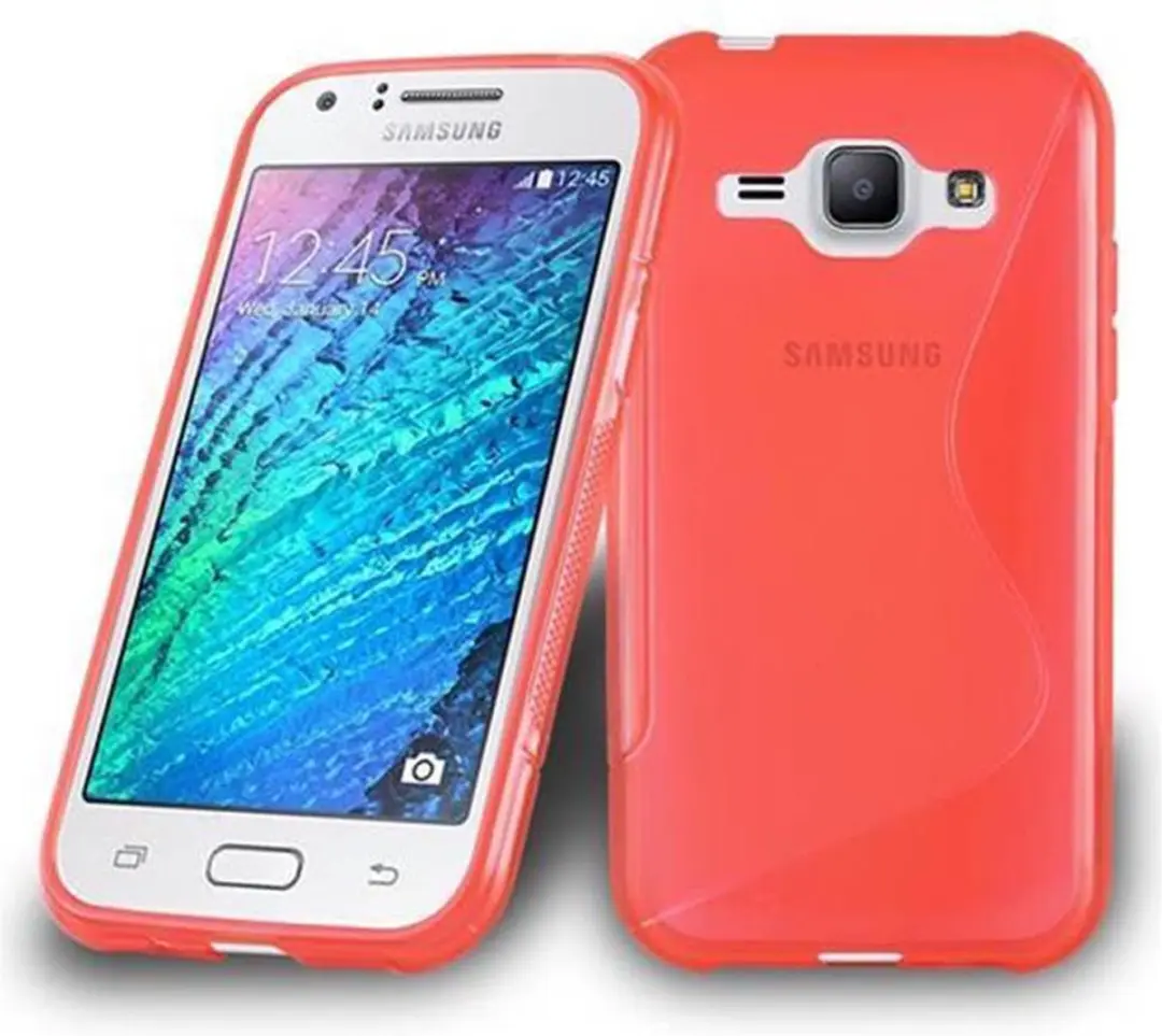 Cadorabo Hoesje geschikt voor Samsung Galaxy J1 2015 in INFERNO ROOD