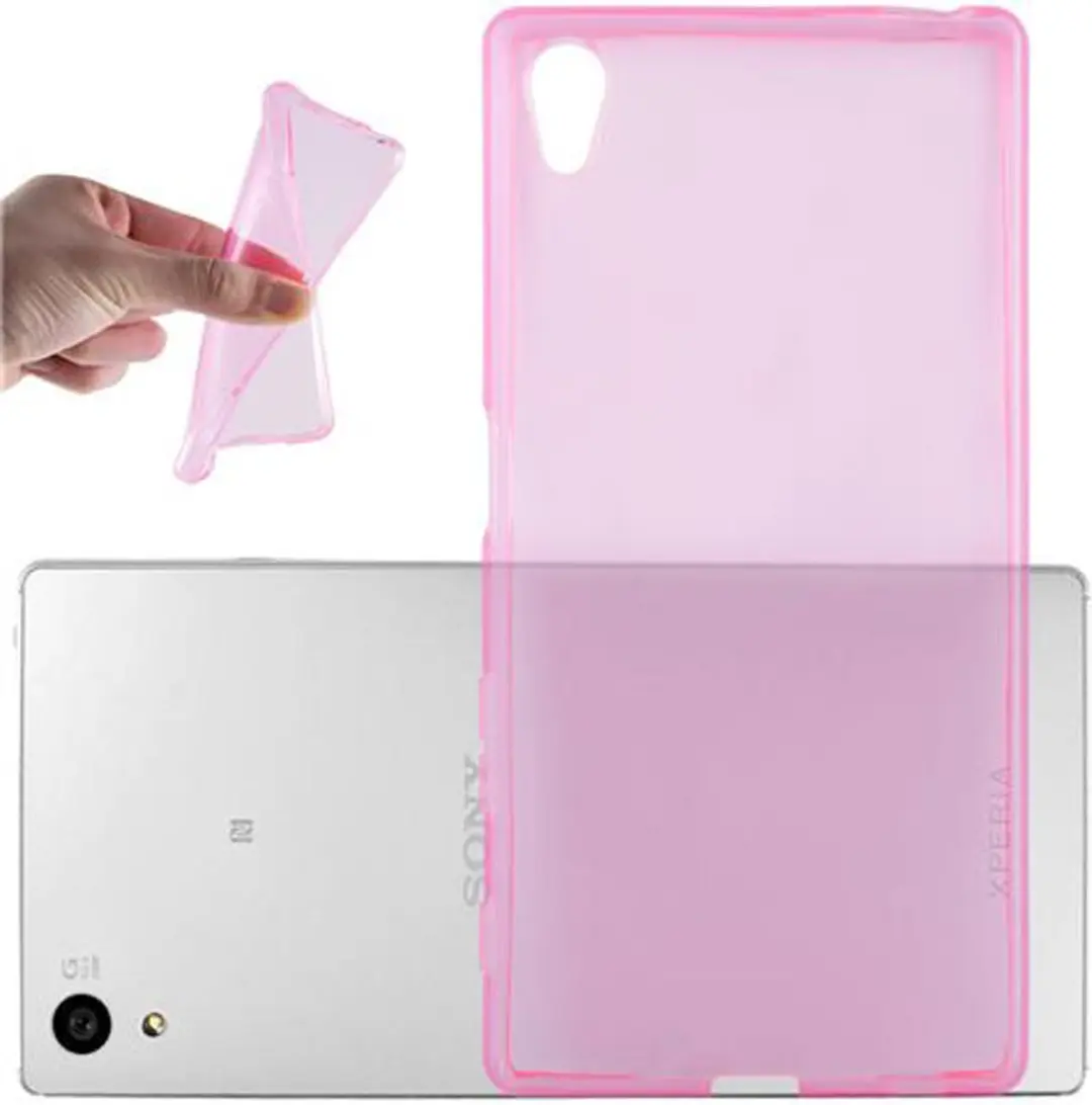 Cadorabo Hoesje geschikt voor Sony Xperia Z5 in TRANSPARANT ROZE