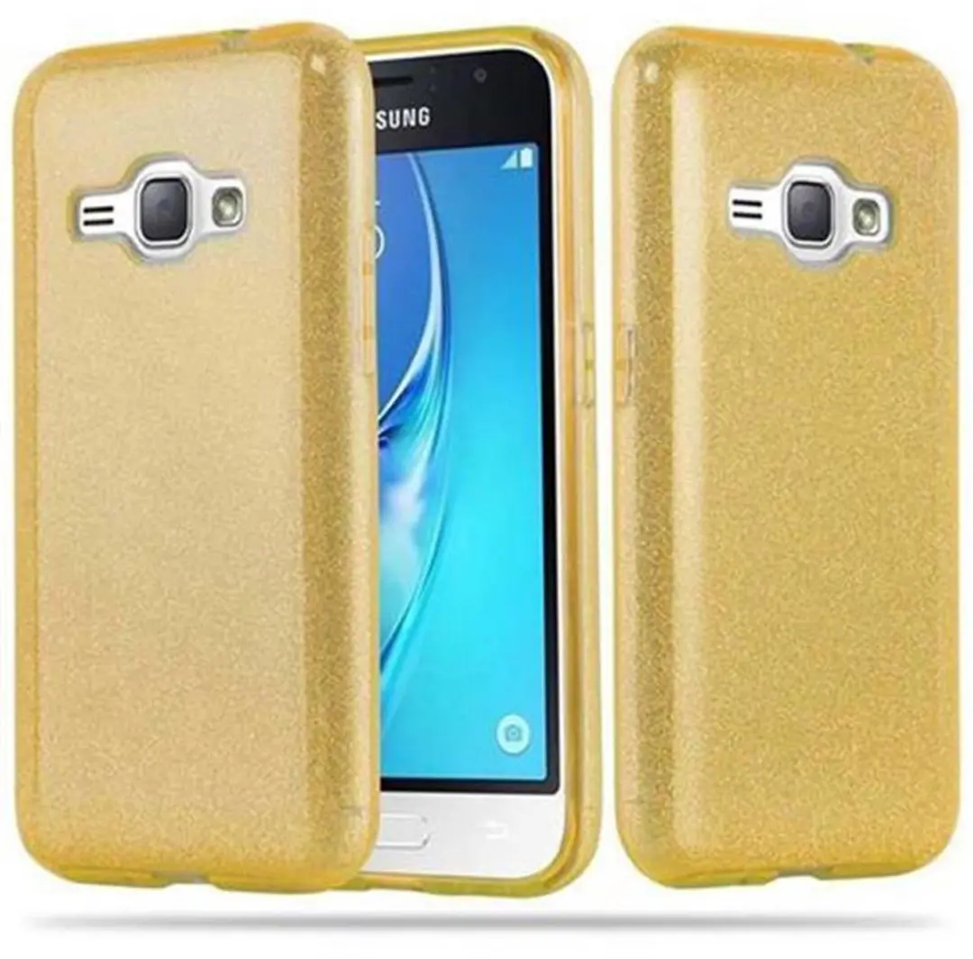 Cadorabo Hoesje geschikt voor Samsung Galaxy J1 2016 in STAR STOF GOUD