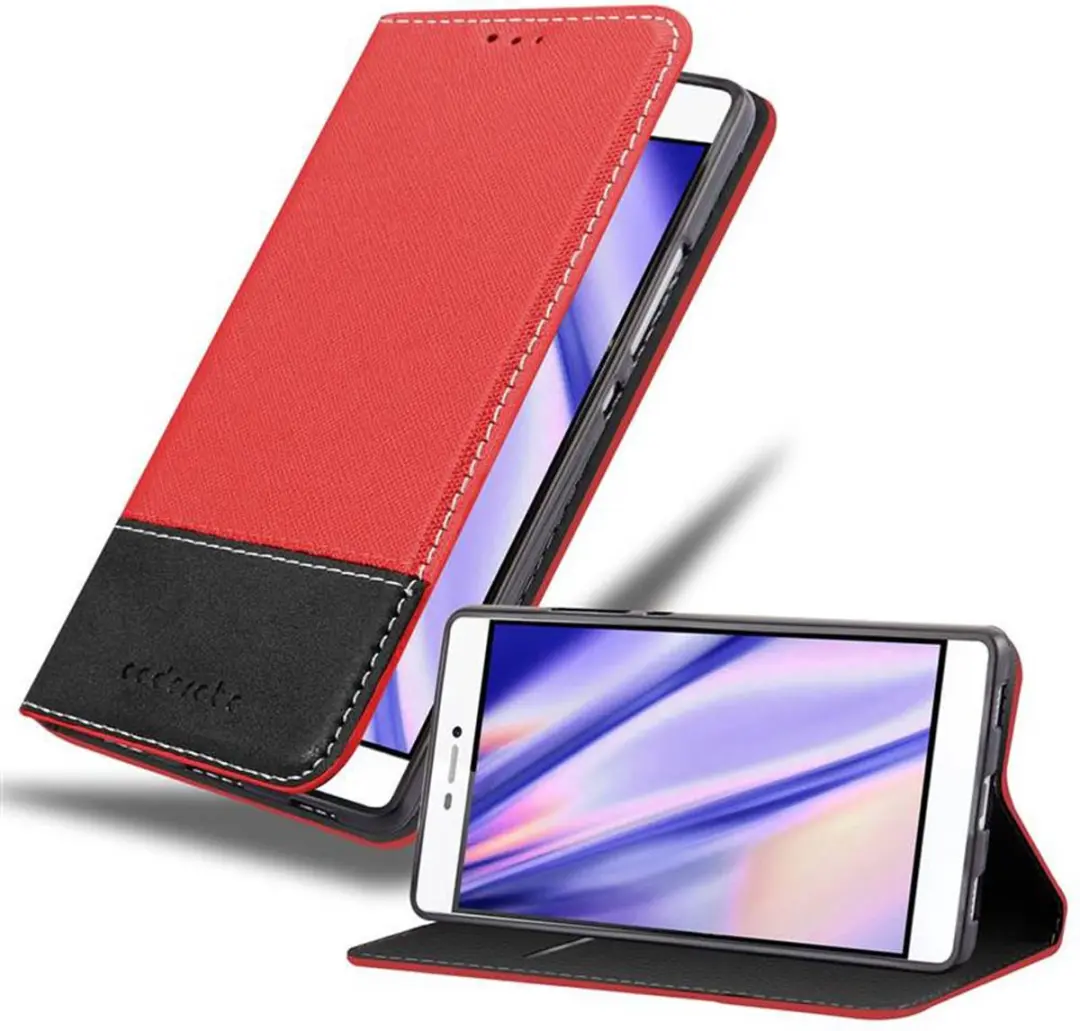 Cadorabo Hoesje geschikt voor Huawei P8 in ROOD ZWART
