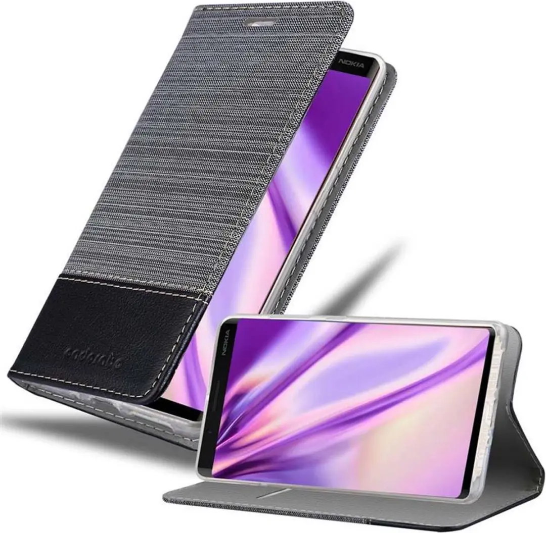 Cadorabo Hoesje geschikt voor Nokia 8 Sirocco in GRIJS ZWART