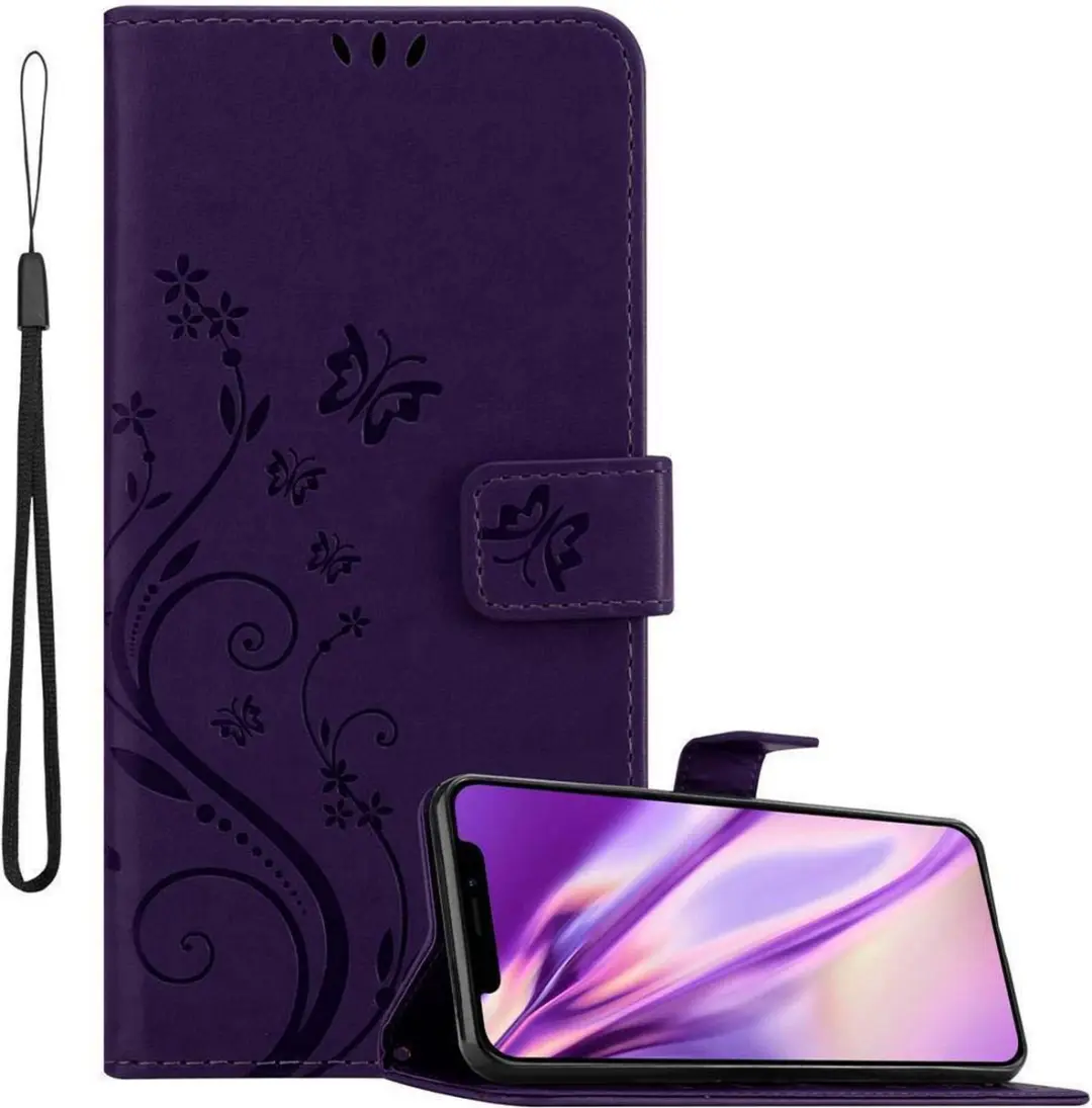 Cadorabo Hoesje geschikt voor Apple iPhone XR in BLOEMEN DONKER PAARS
