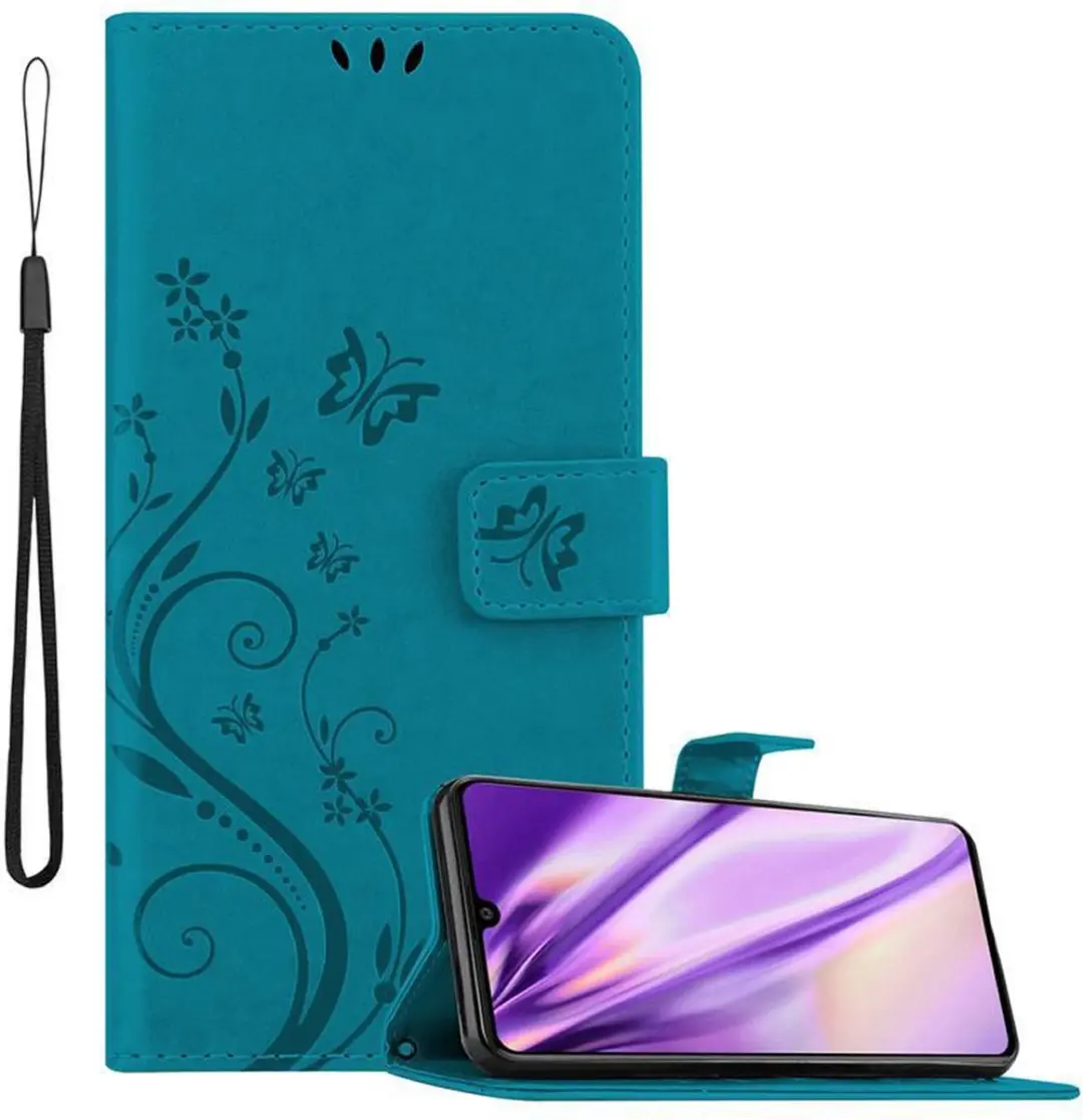 Cadorabo Hoesje geschikt voor Samsung Galaxy A41 in BLOEMEN BLAUW