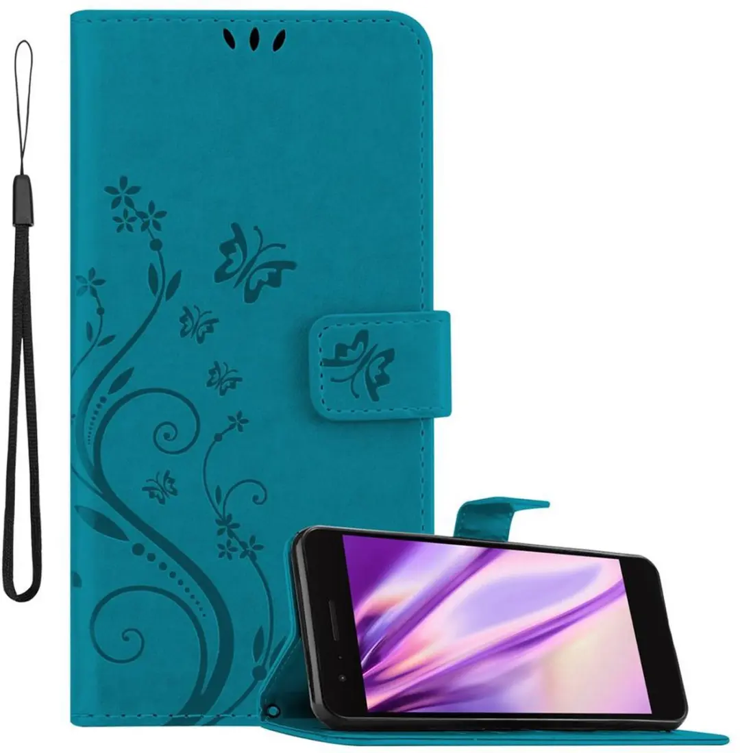 Cadorabo Hoesje geschikt voor LG K8 2018 / K9 2018 in BLOEMEN BLAUW