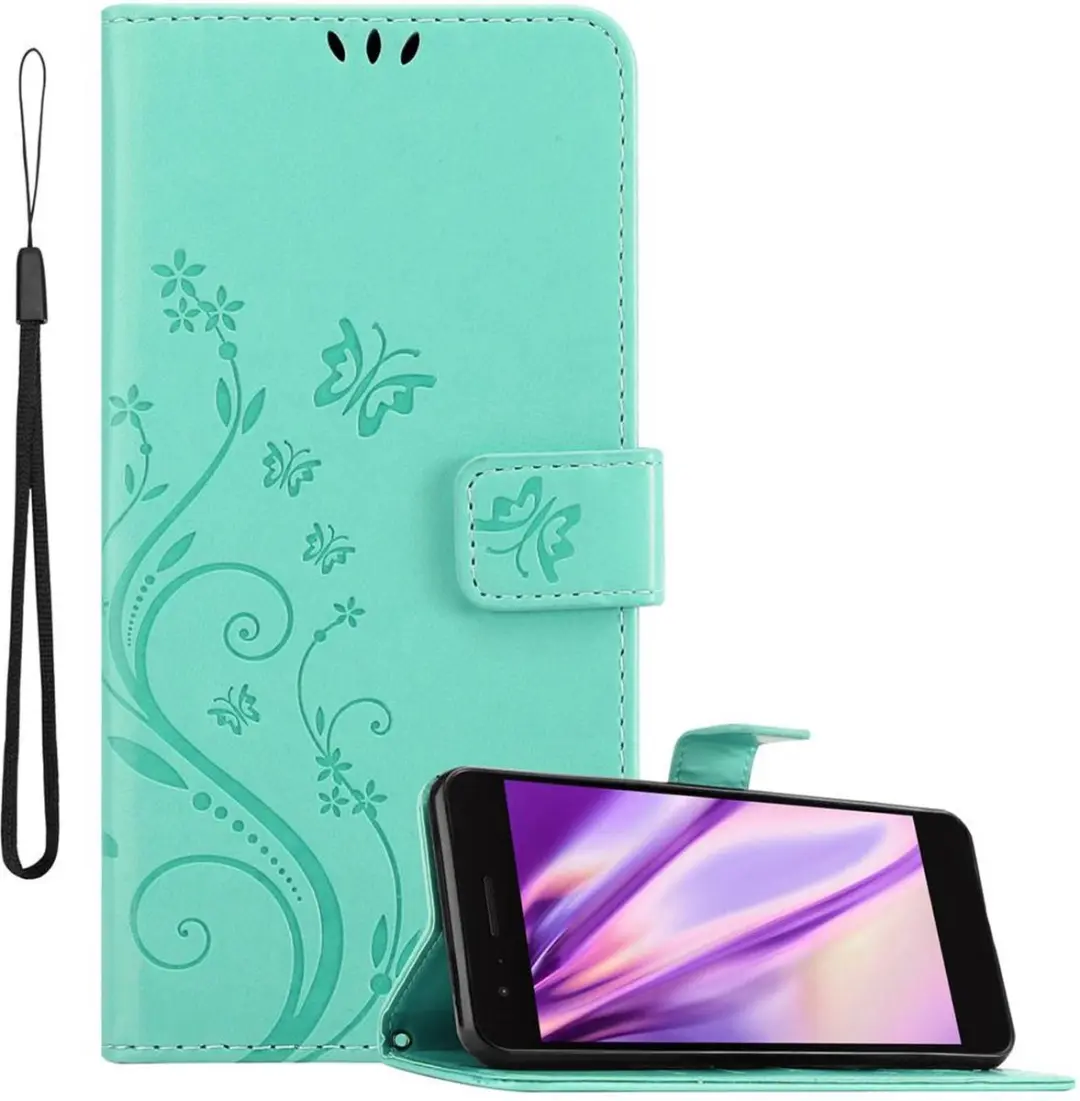 Cadorabo Hoesje geschikt voor LG K8 2018 / K9 2018 in BLOEMEN TURKOOIS