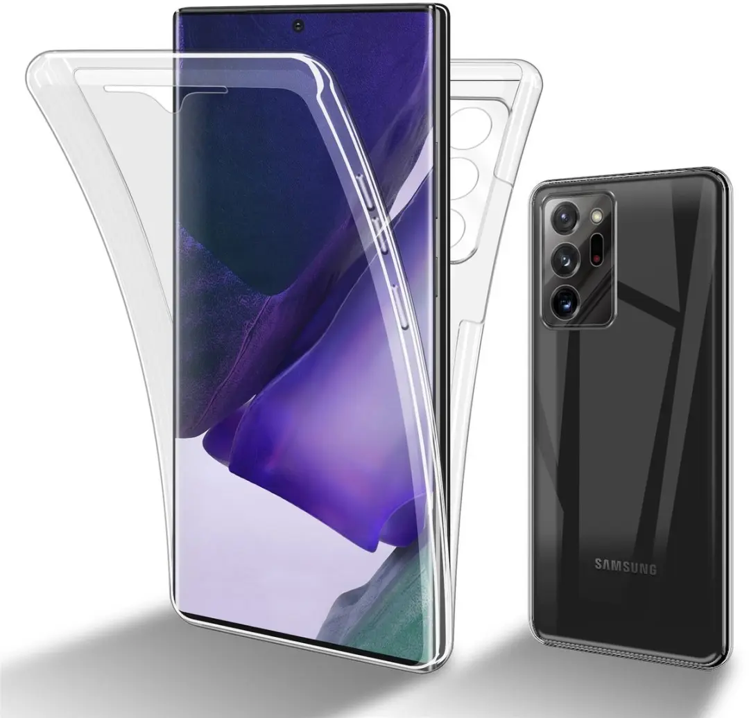 Cadorabo Hoesje geschikt voor Samsung Galaxy NOTE 20 ULTRA in TRANSPARANT - 360° Full Body Case Cover Beschermhoes Voor- en achterbescherming, all-round bescherming met displaybescherming