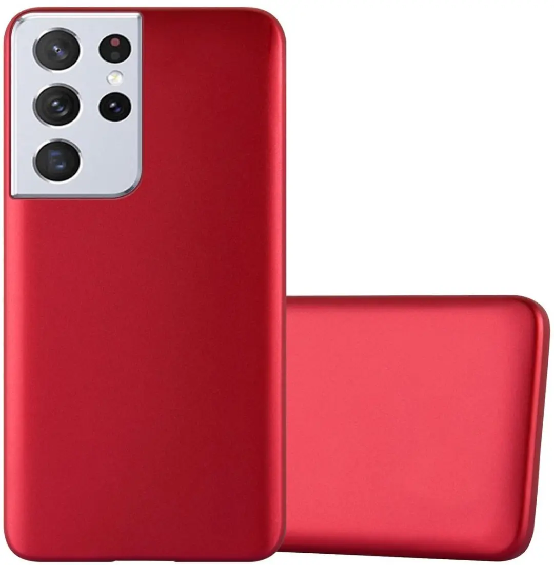 Cadorabo Hoesje geschikt voor Samsung Galaxy S21 ULTRA in METALLIC ROOD