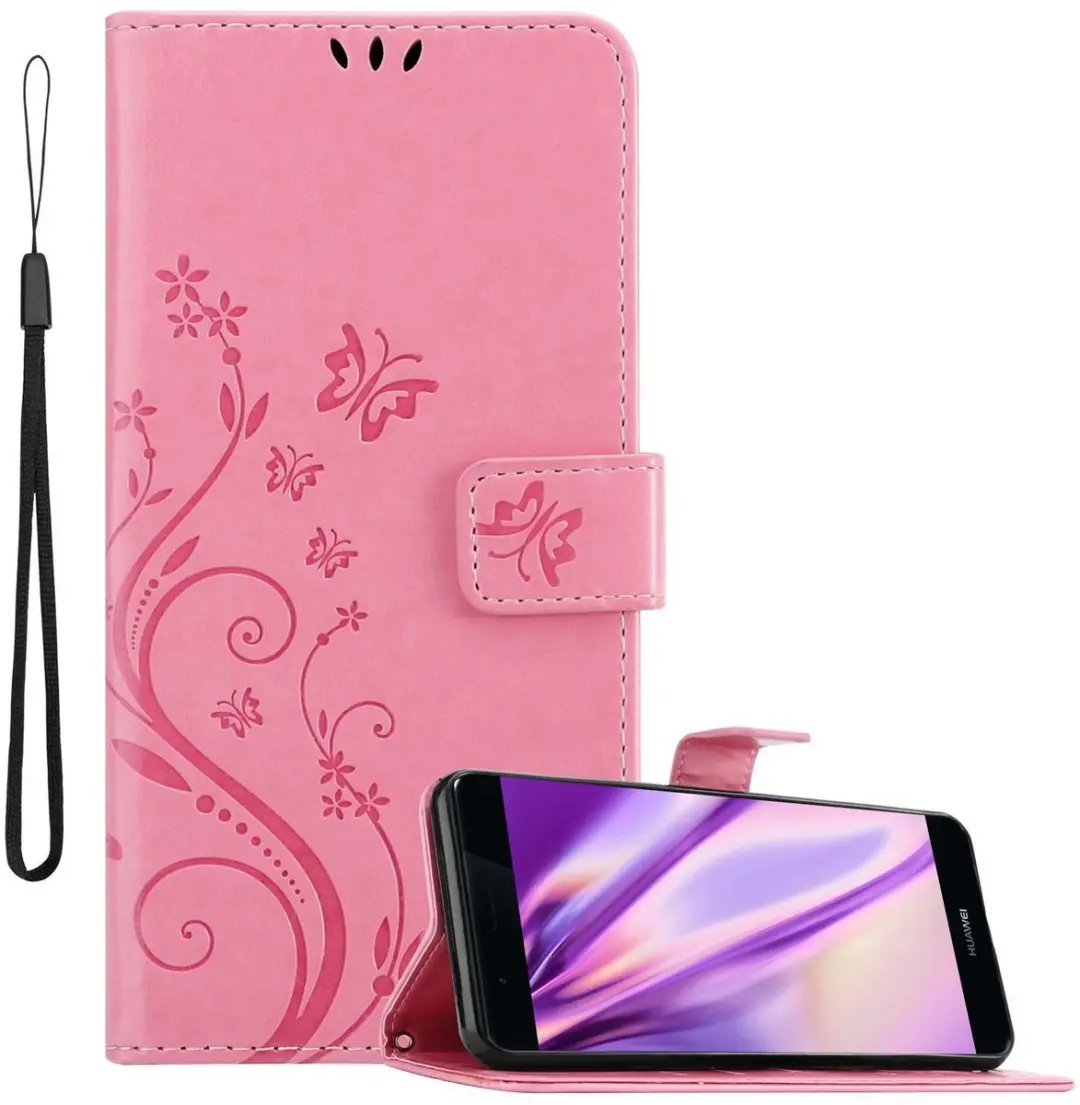 Cadorabo Hoesje geschikt voor Huawei P9 in BLOEMEN ROZE