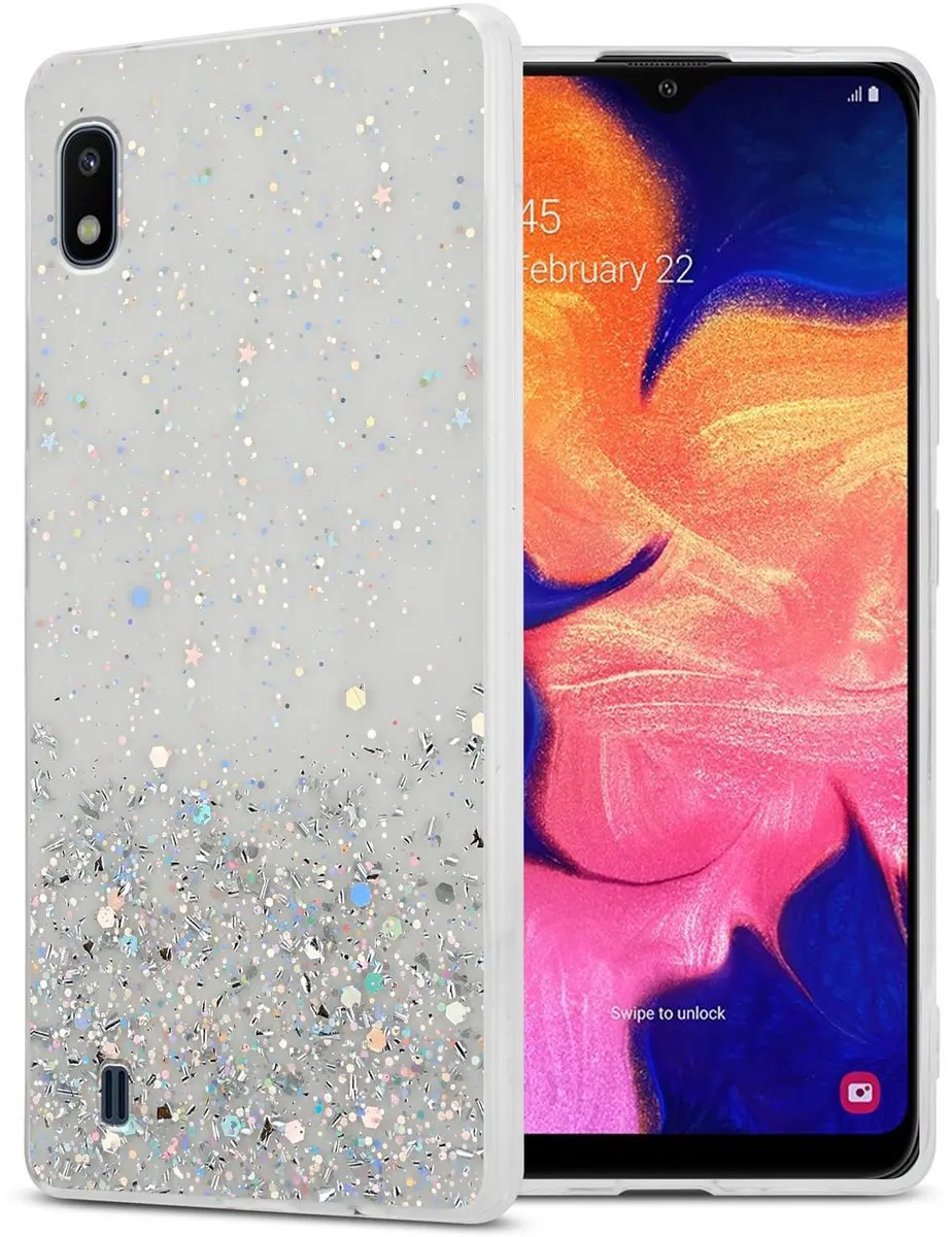 Cadorabo Hoesje geschikt voor Samsung Galaxy A10 / M10 in Transparant met Glitte