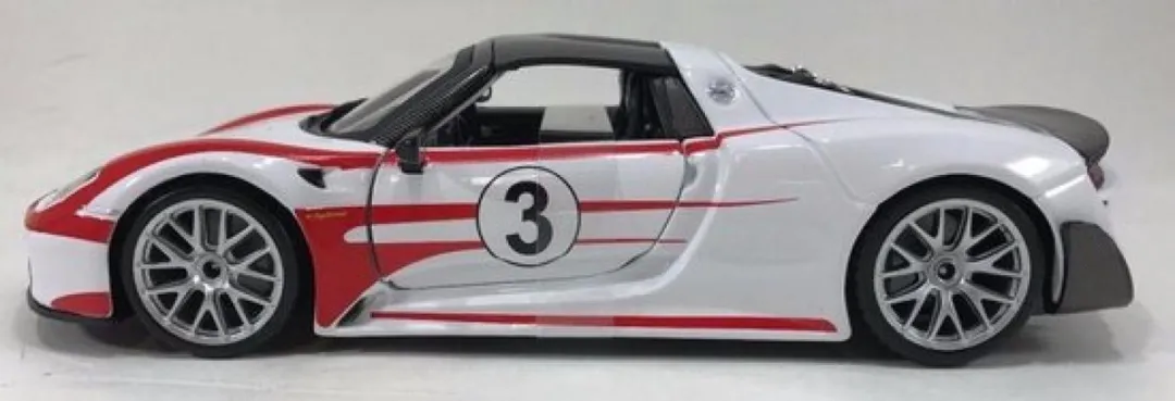 Porsche 918 Weissach #3 Modelauto 1:24 - Bburago - Wit/Rood