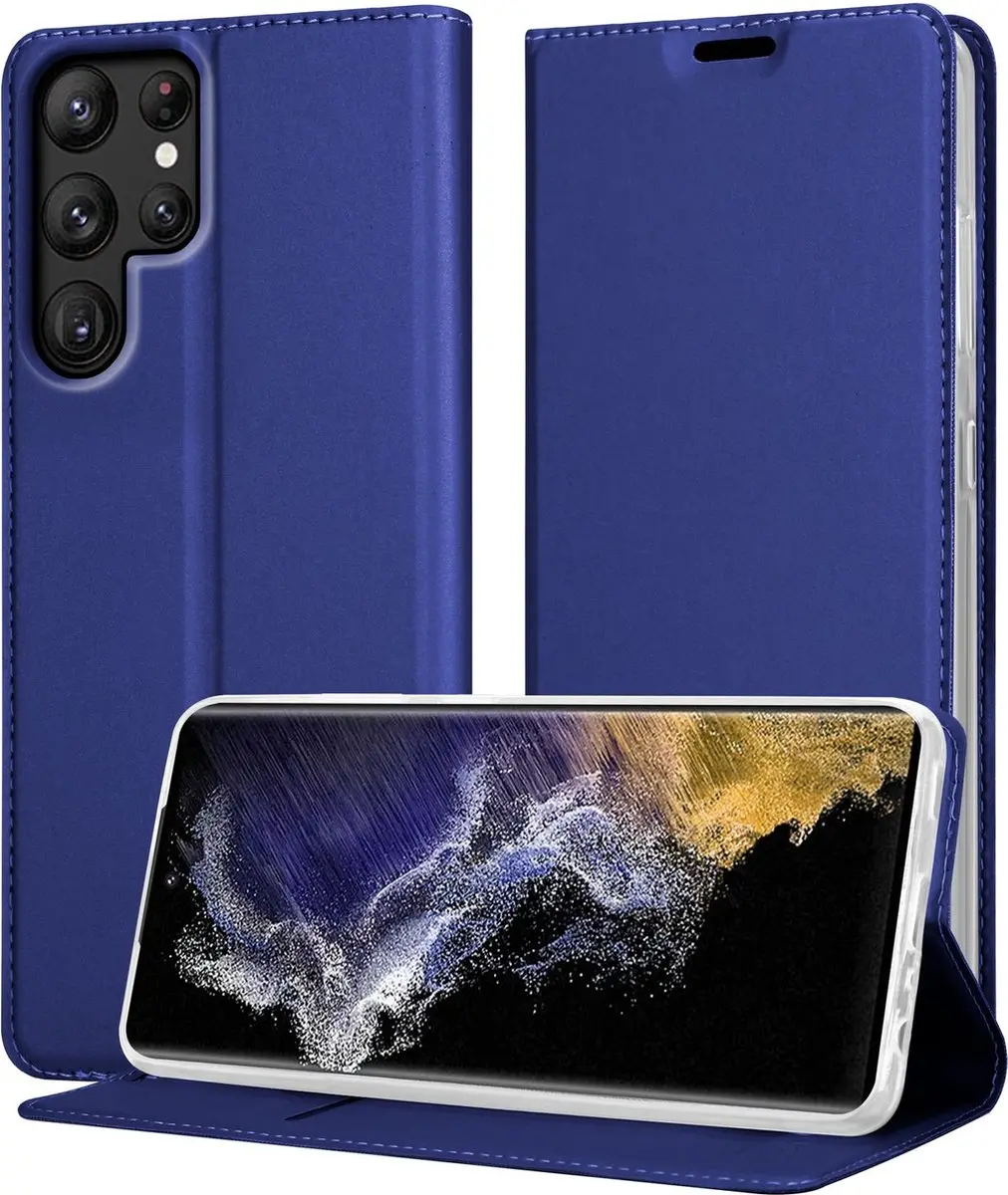 Cadorabo Hoesje geschikt voor Samsung Galaxy S22 ULTRA in CLASSY DONKER BLAUW