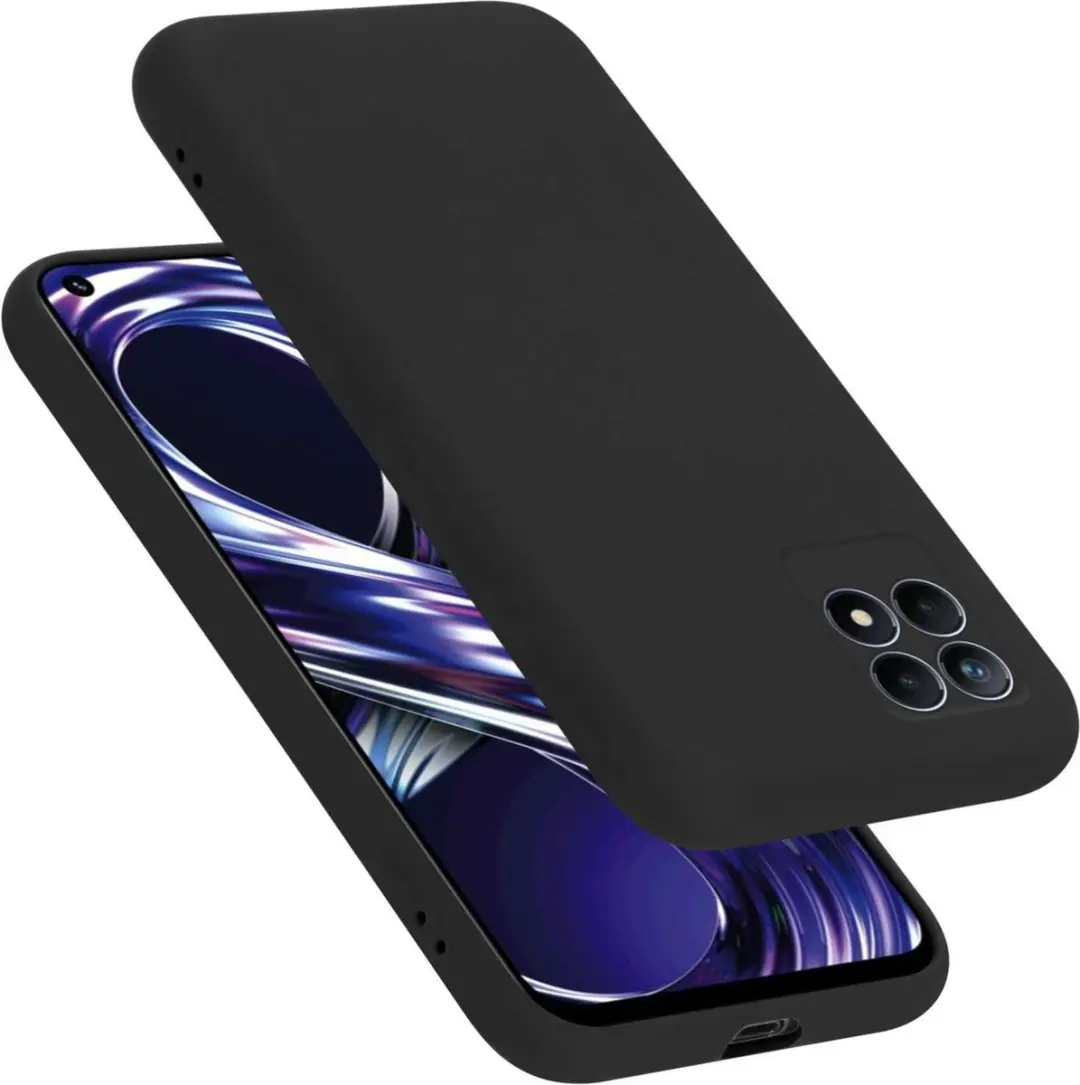 Cadorabo Hoesje geschikt voor Realme 8i / Narzo 50 4G in LIQUID ZWART