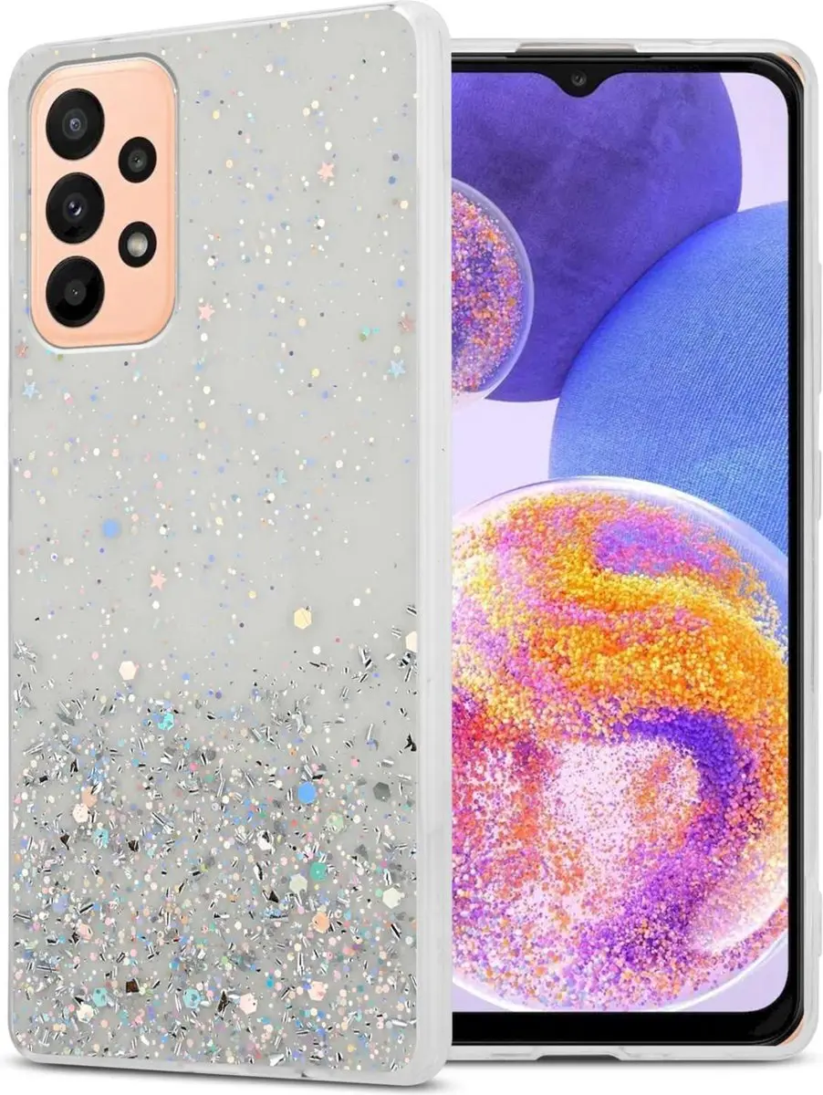 Cadorabo Hoesje geschikt voor Samsung Galaxy A23 4G / 5G in Transparant met Glit