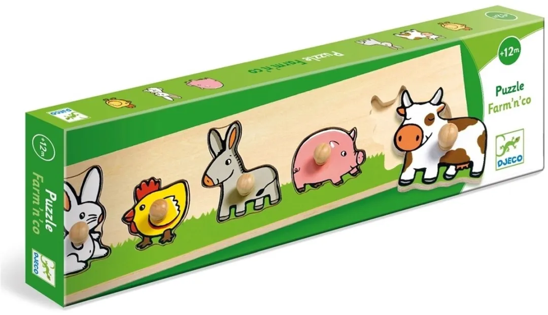 Djeco Puzzel Farm 'n Co 5 Stuks - Multicolor