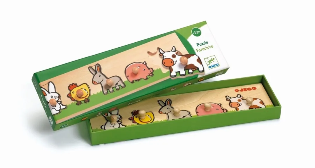 Djeco Puzzel Farm 'n Co 5 Stuks - Multicolor