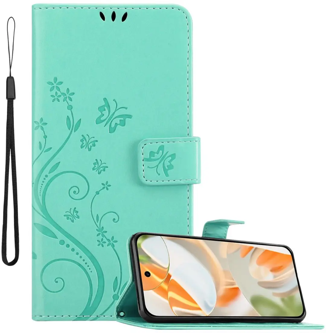 Cadorabo Hoesje geschikt voor Google Pixel 9 PRO in BLOEMEN TURKOOIS