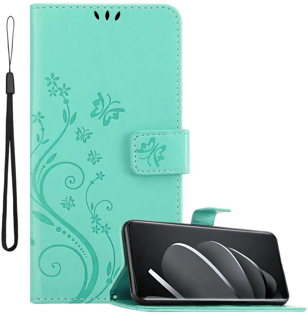 Cadorabo Hoesje geschikt voor Xiaomi RedMi Note 14 Pro 5G in BLOEMEN TURKOOIS