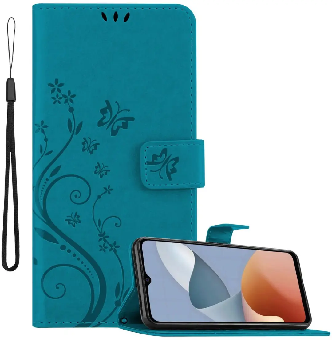 Cadorabo Hoesje geschikt voor ZTE Blade A54 in BLOEMEN BLAUW