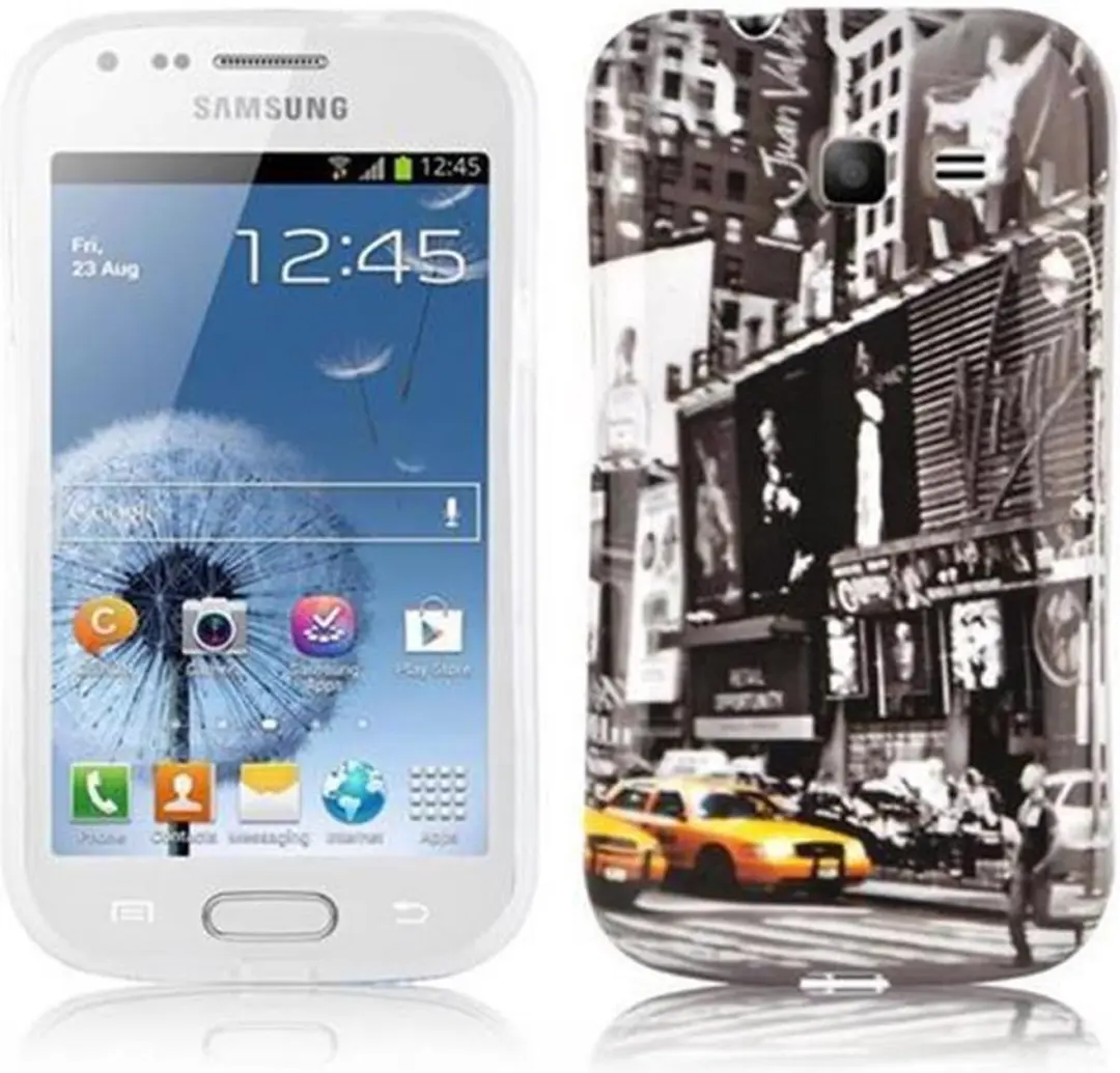 Cadorabo Hoesje geschikt voor Samsung Galaxy TREND LITE met NEW YORK CAB opdruk