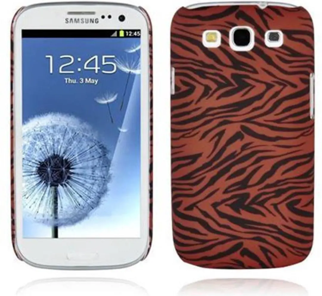 Cadorabo Hoesje geschikt voor Samsung Galaxy S3 / S3 NEO met BROWN TIGER opdruk - Hard Case Cover beschermhoes in trendy design