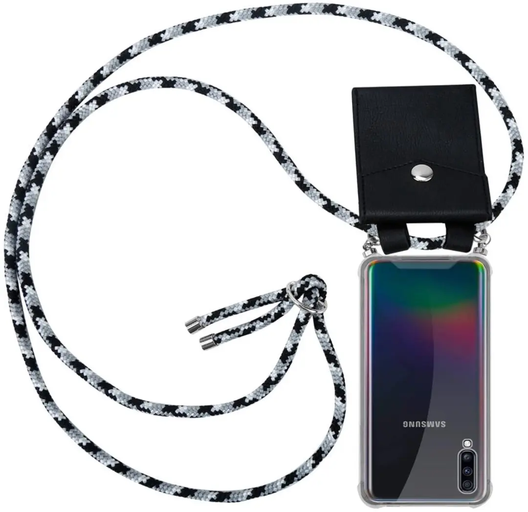 Cadorabo Hoesje geschikt voor Samsung Galaxy A70 / A70s in ZWARTE CAMOUFLAGE