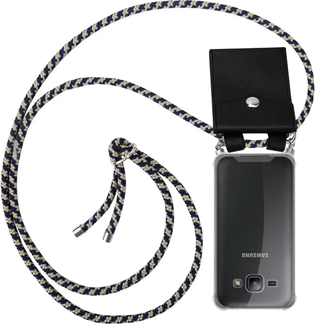 Cadorabo Hoesje geschikt voor Samsung Galaxy J1 2015 in DONKER BLAUW GEEL
