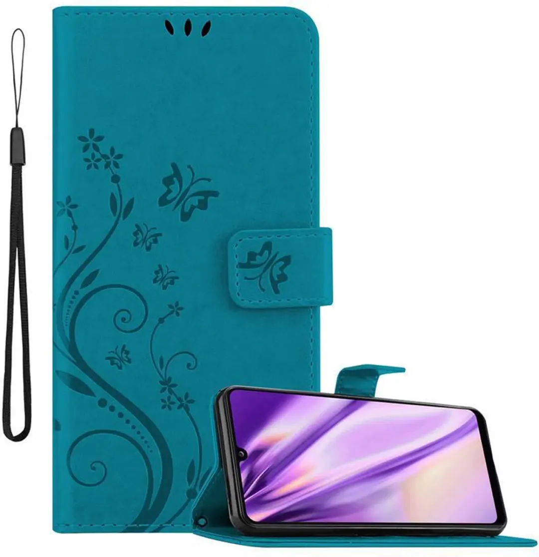 Cadorabo Hoesje geschikt voor Samsung Galaxy A31 in BLOEMEN BLAUW