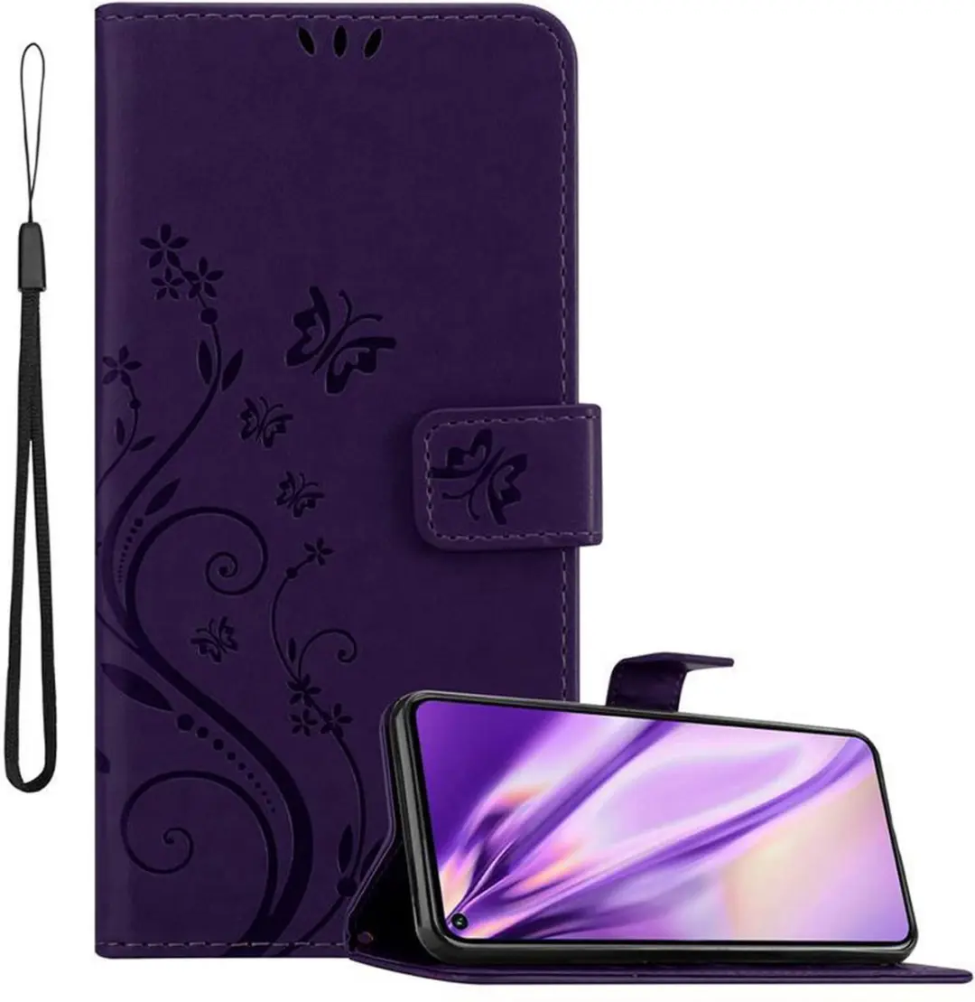 Cadorabo Hoesje geschikt voor Honor 20 PRO in BLOEMEN DONKER PAARS