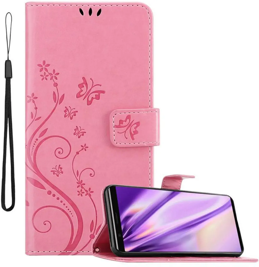 Cadorabo Hoesje geschikt voor Sony Xperia 5 in BLOEMEN ROZE