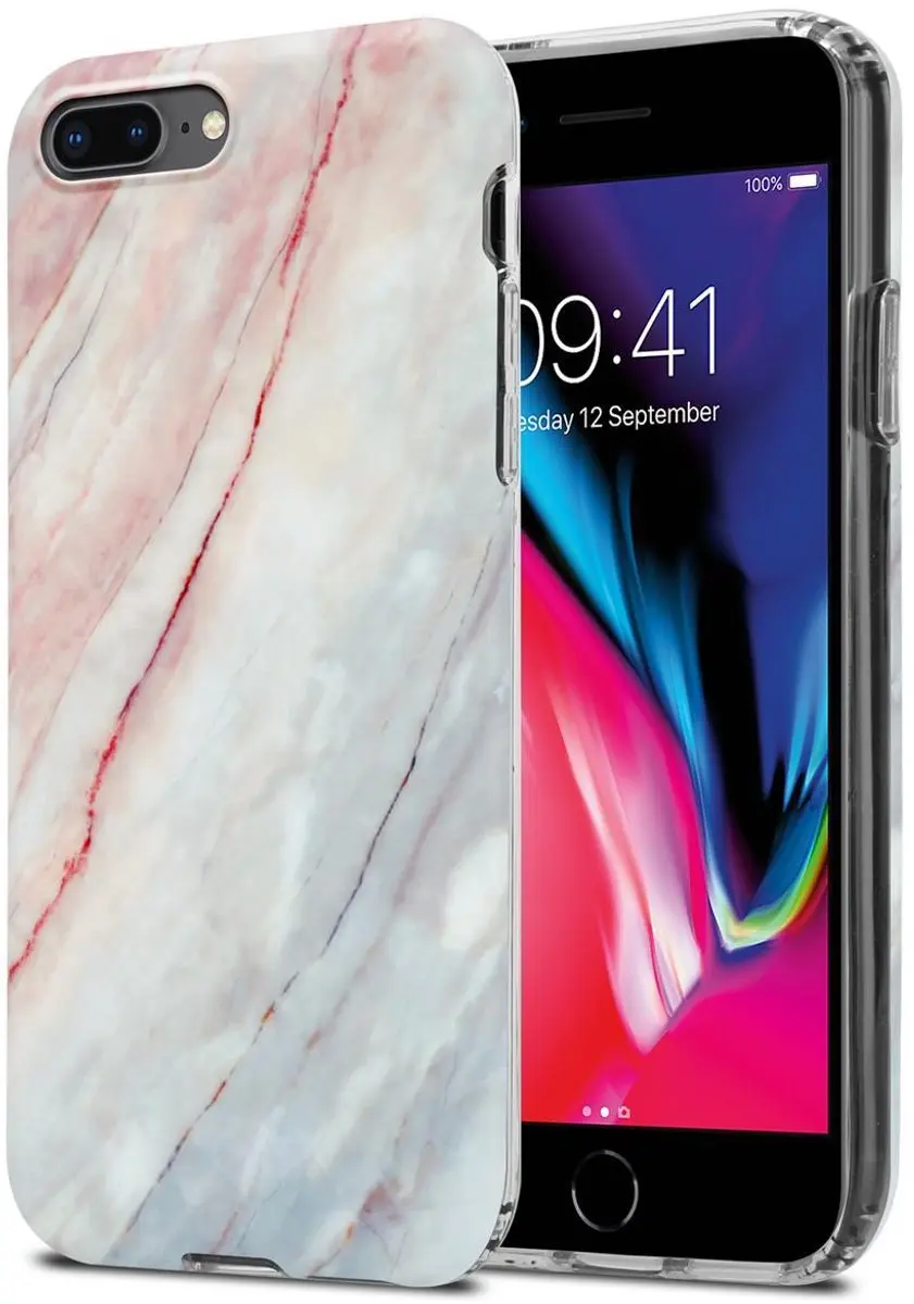 Cadorabo Hoesje geschikt voor Apple iPhone 7 PLUS / 7S PLUS / 8 PLUS in Roze Wit