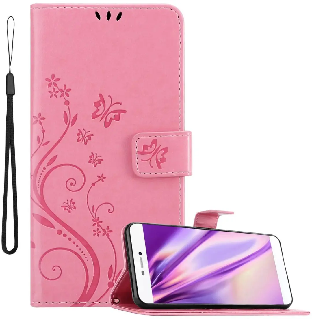 Cadorabo Hoesje geschikt voor Huawei P8 in BLOEMEN ROZE