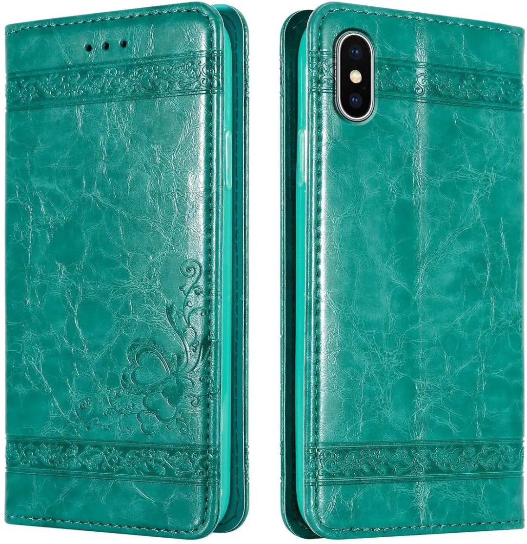 Cadorabo Hoesje geschikt voor Apple iPhone XS MAX in TURKOOIS met ornamenten