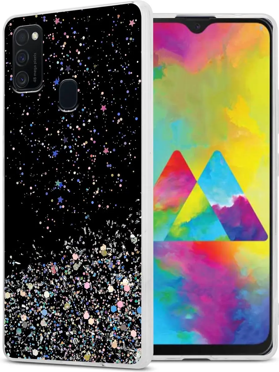 Cadorabo Hoesje geschikt voor Samsung Galaxy M21 / M30s in Zwart met Glitter