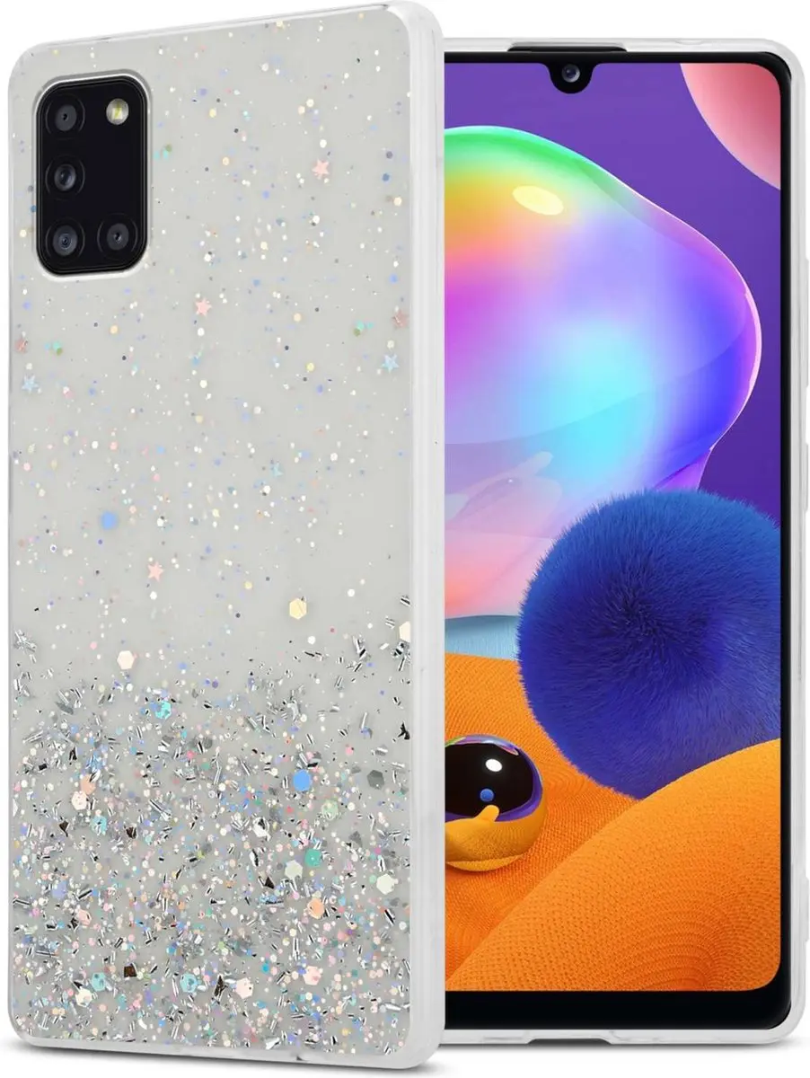 Cadorabo Hoesje geschikt voor Samsung Galaxy A31 in Transparant met Glitter