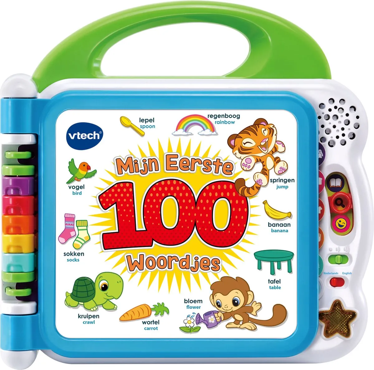 VTech Baby Mijn Eerste 100 Woordjes Boek - Educatief Speelgoed - Woordjes Leren - Nederlands & Engels Gesproken - Cadeau - Kinderspeelgoed 1.5 tot 4 Jaar