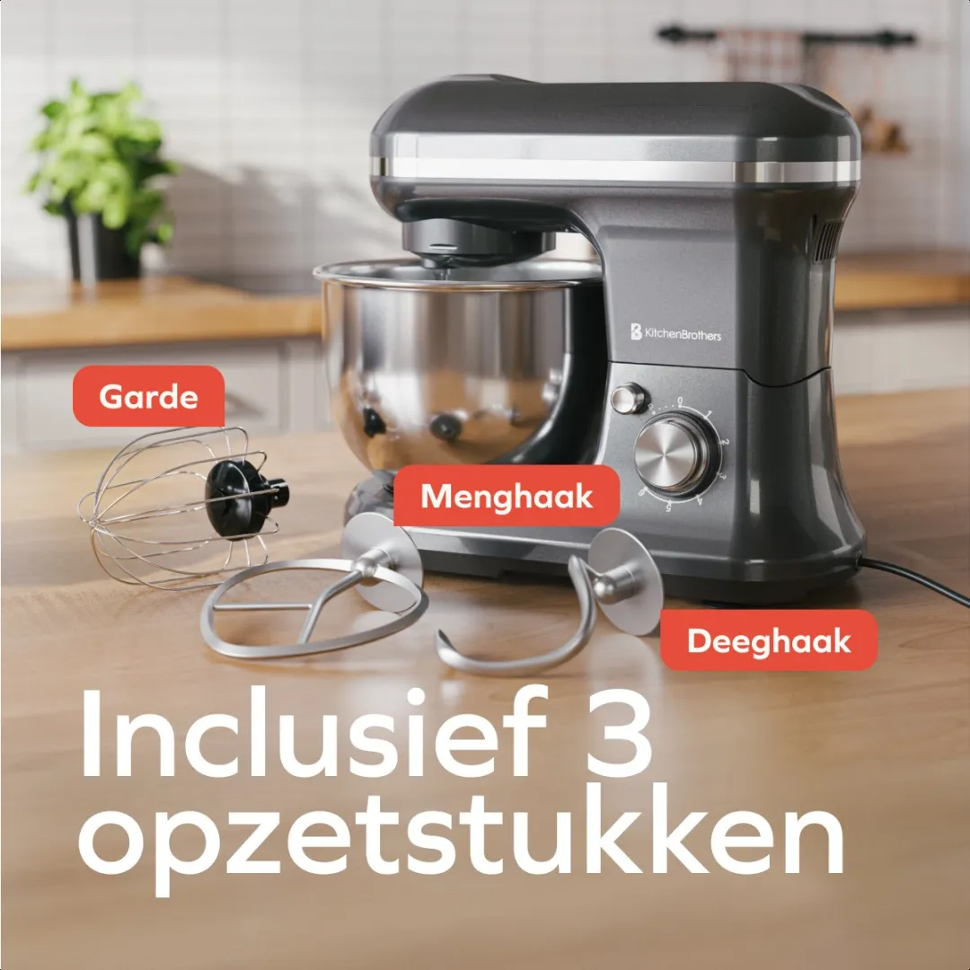 KitchenBrothers 1200W Keukenmachine 5L - Antraciet