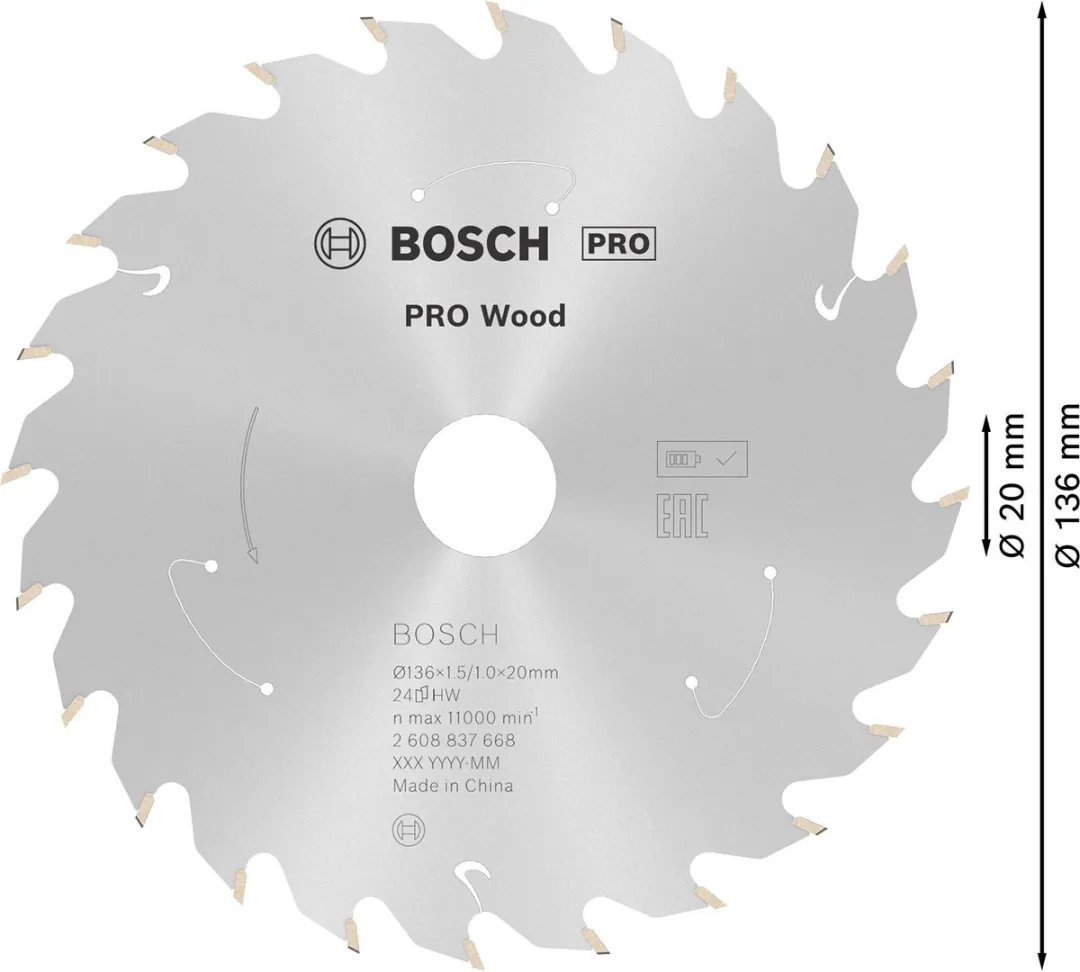 Bosch Professional PRO Wood Zaagblad 136x1,5x20mm Metaal - 2608837668