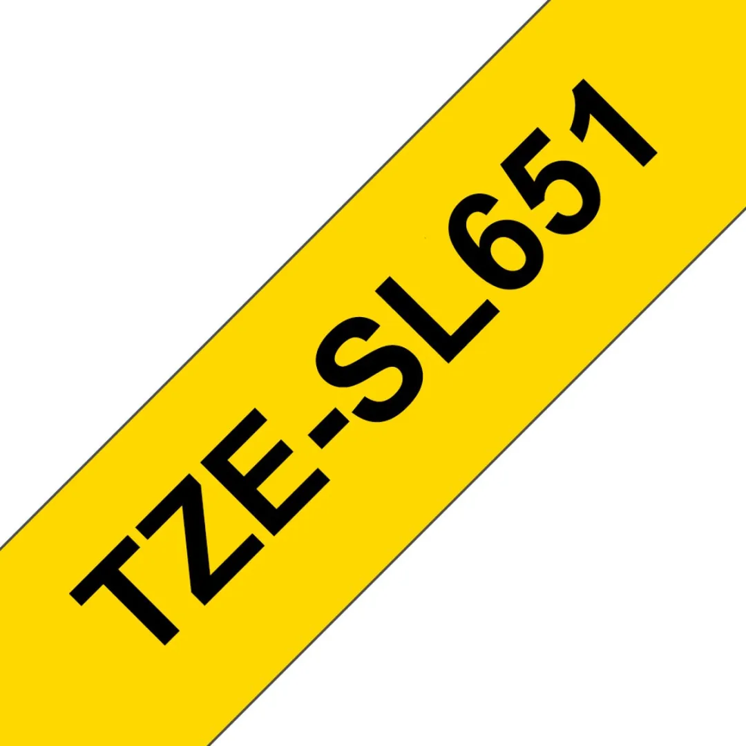 Brother TZe TZESL651 Labeltape - Geel/Zwart - 24mm - 8m