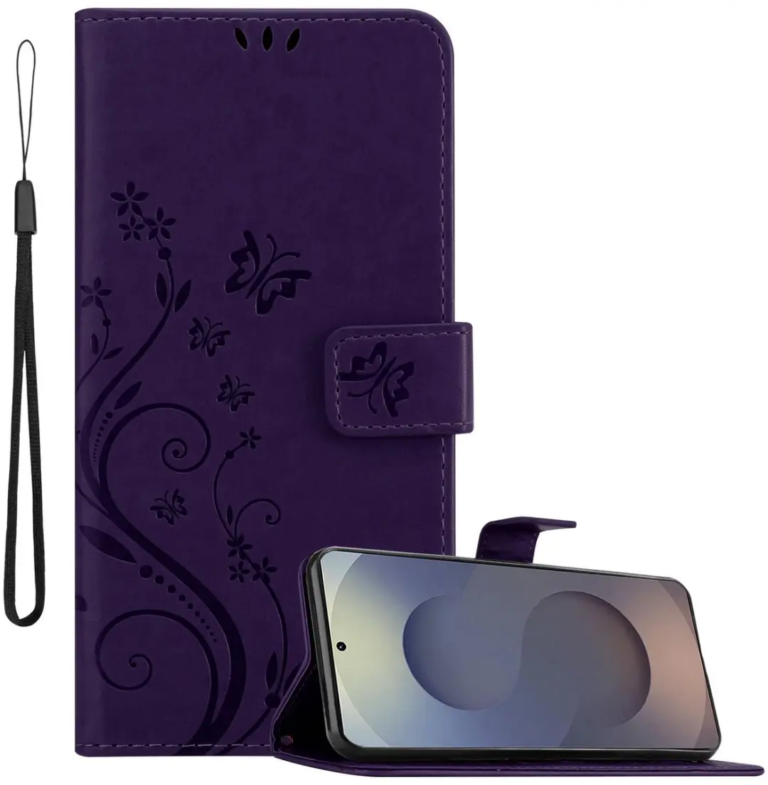 Cadorabo Hoesje geschikt voor Samsung Galaxy S25 Ultra in BLOEMEN DONKER PAARS
