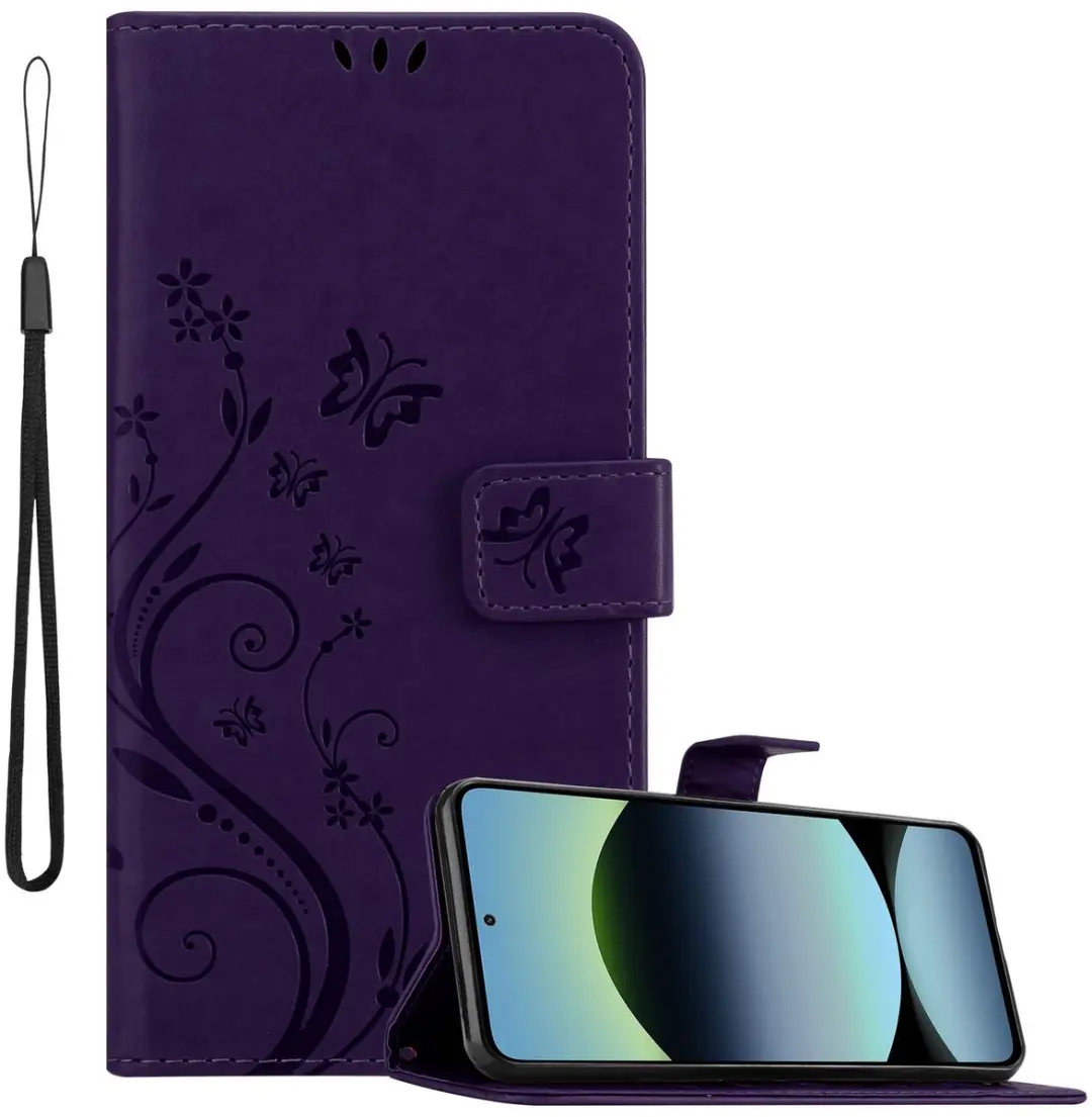 Cadorabo Hoesje geschikt voor Xiaomi RedMi Note 14 5G in BLOEMEN DONKER PAARS