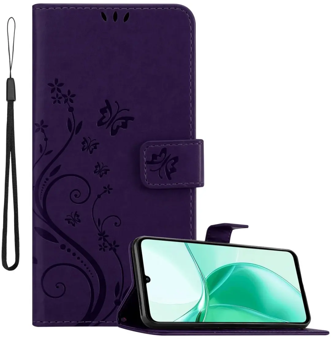 Cadorabo Hoesje geschikt voor ZTE Blade A35 / A55 in BLOEMEN DONKER PAARS